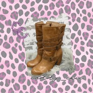 Jessica Simpson Tylera Boots Caramel Size 9.5 – HTF EUC Strap & Buckle